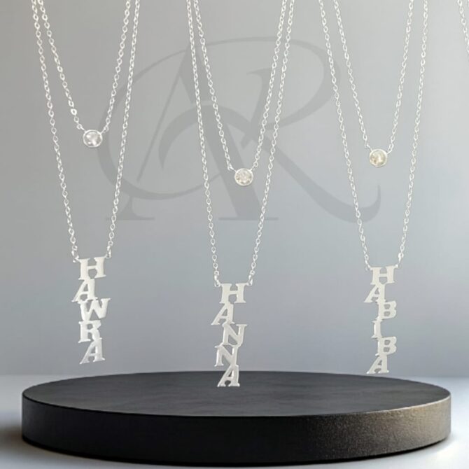 Personalized name necklace with Crystals