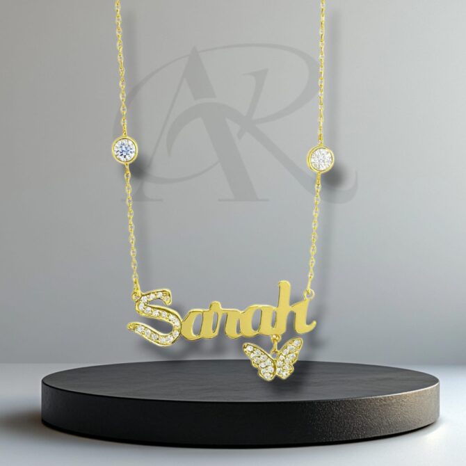 Personalized necklace with Pearls & Butterfly - Image 3