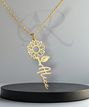 Sunflower Custom Name Necklace