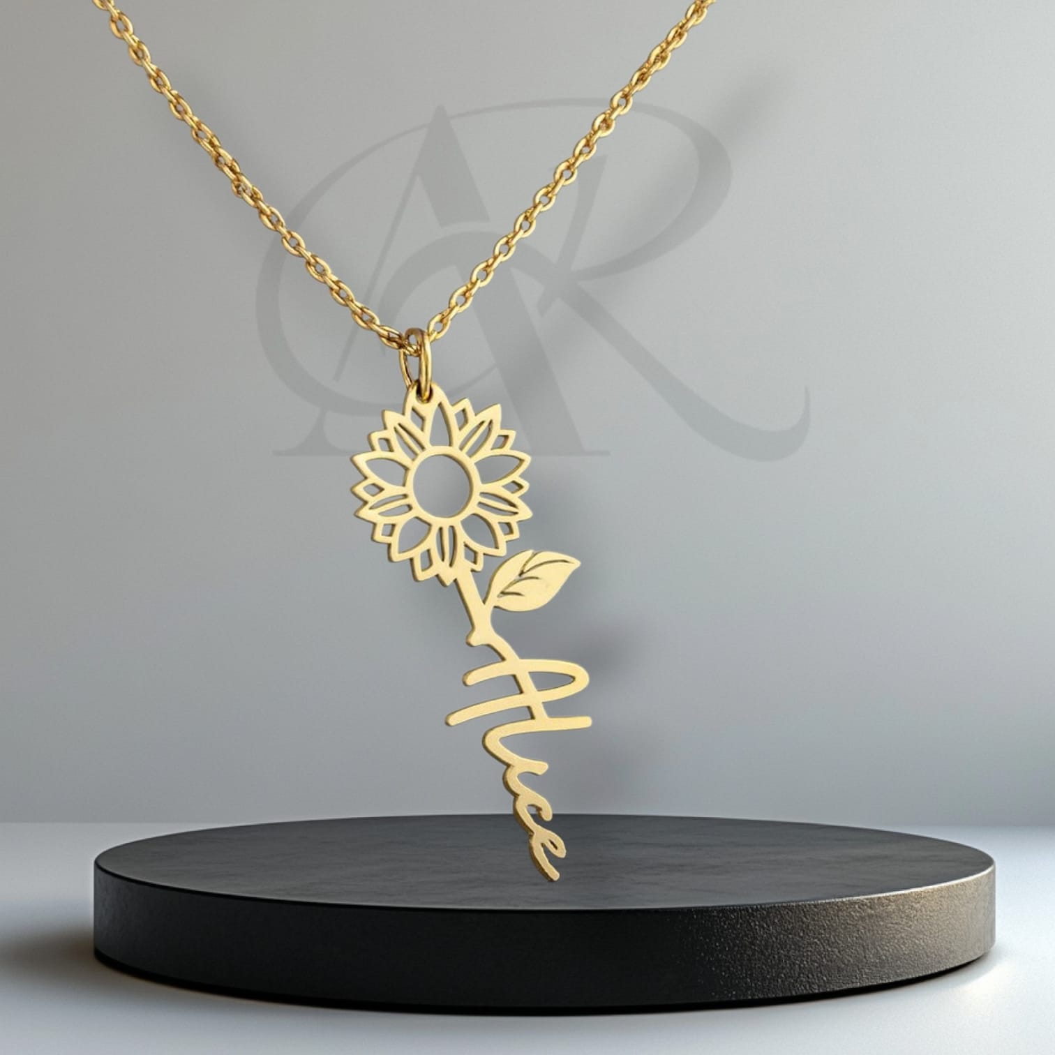 Sunflower Custom Name Necklace