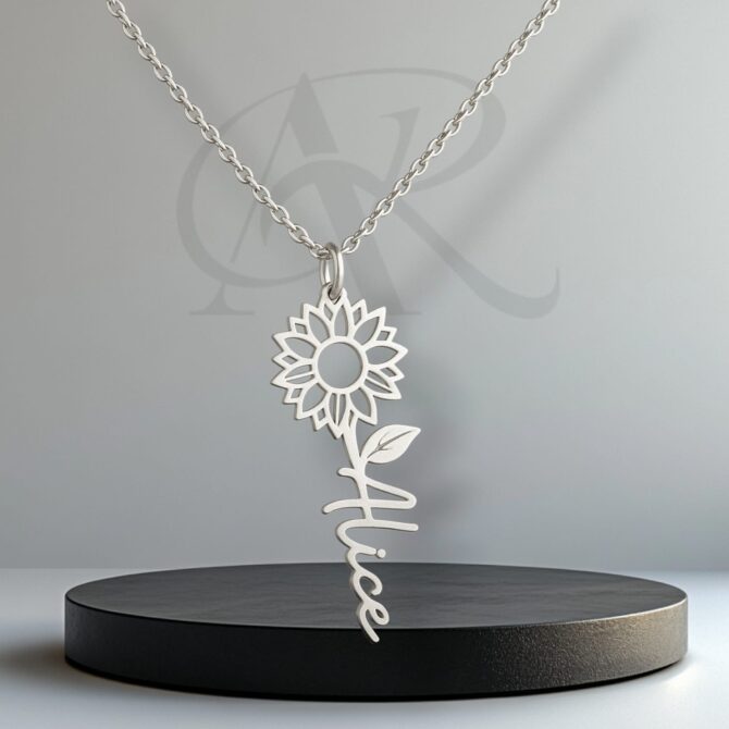 Sunflower Custom Name Necklace - Image 2