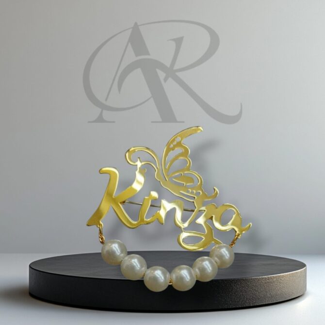 Arabic name Brooch with Butterfly & Pearls. - Image 8