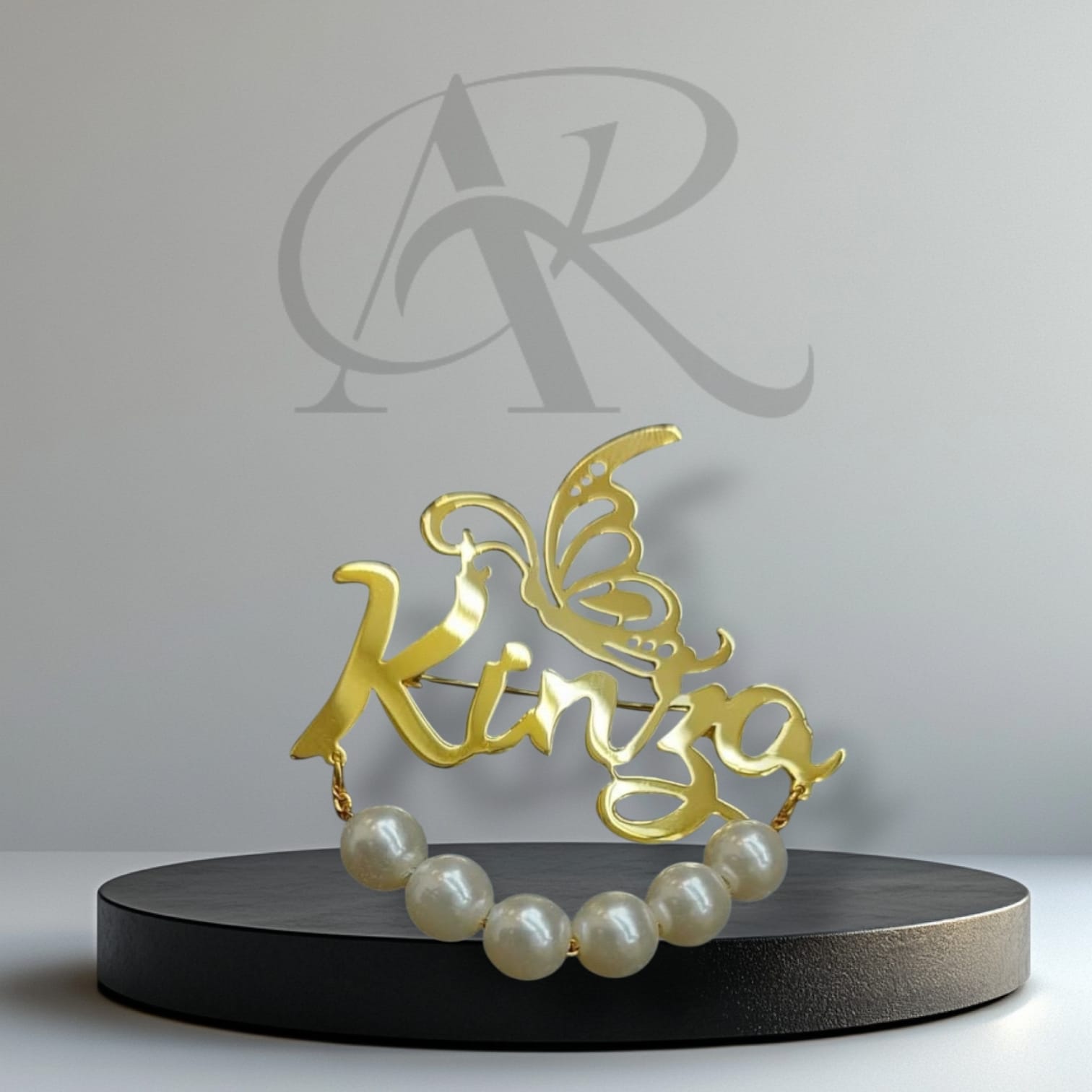 Arabic name Brooch with Butterfly & Pearls. - Image 8