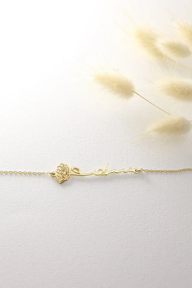 Birth flower Name Bracelet - Image 2