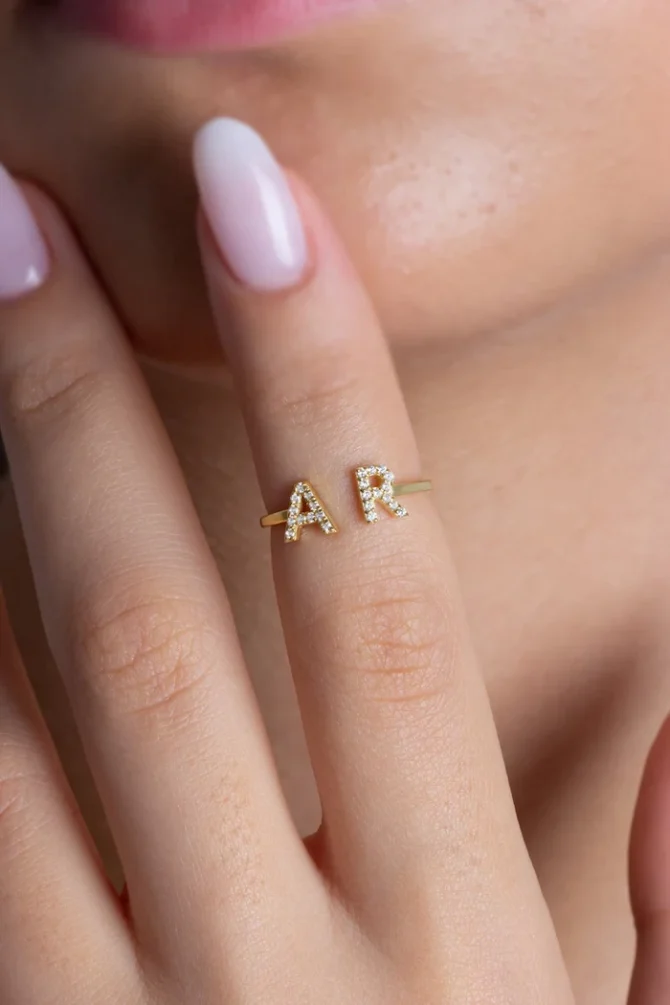Diamond Initial Ring - Image 2